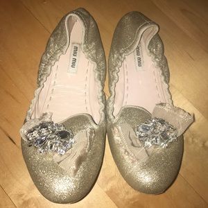 MIU MIU GOLF SPARKLY FLATS